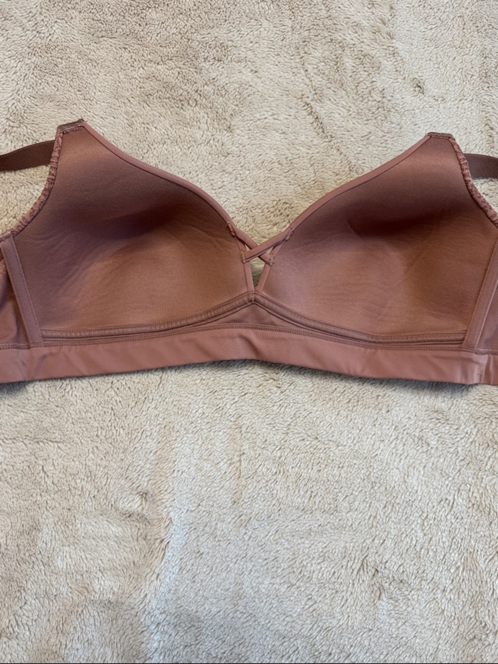 Dusty Rose Lace-Trim Wireless Bra 38D Like New - Picture 6 of 7